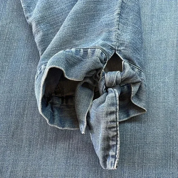 Soft Surroundings Women’s Blouse Cold Shoulder Split Neck Blue Size S - Picture 7 of 10